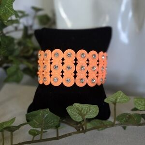 Boho Orange Metal Stretch Bangle Bracelet